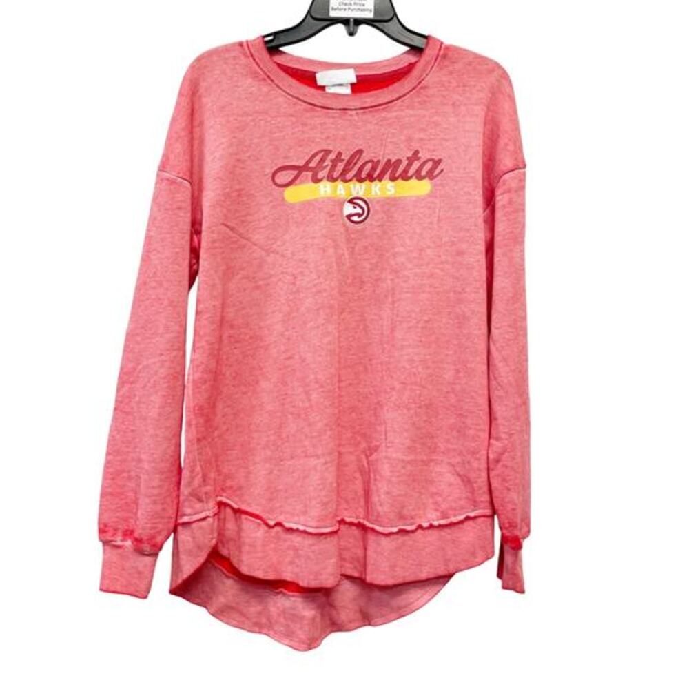 NBA‎ Atlanta Hawks Women's Burnout Crew Neck Fleece Sweatshirt Red Medium